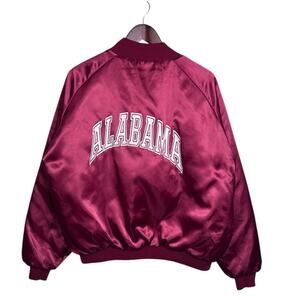 Vintage 90s Alabama Crimson Tide Pride-Maker Satin Bomber Jacket Men Large